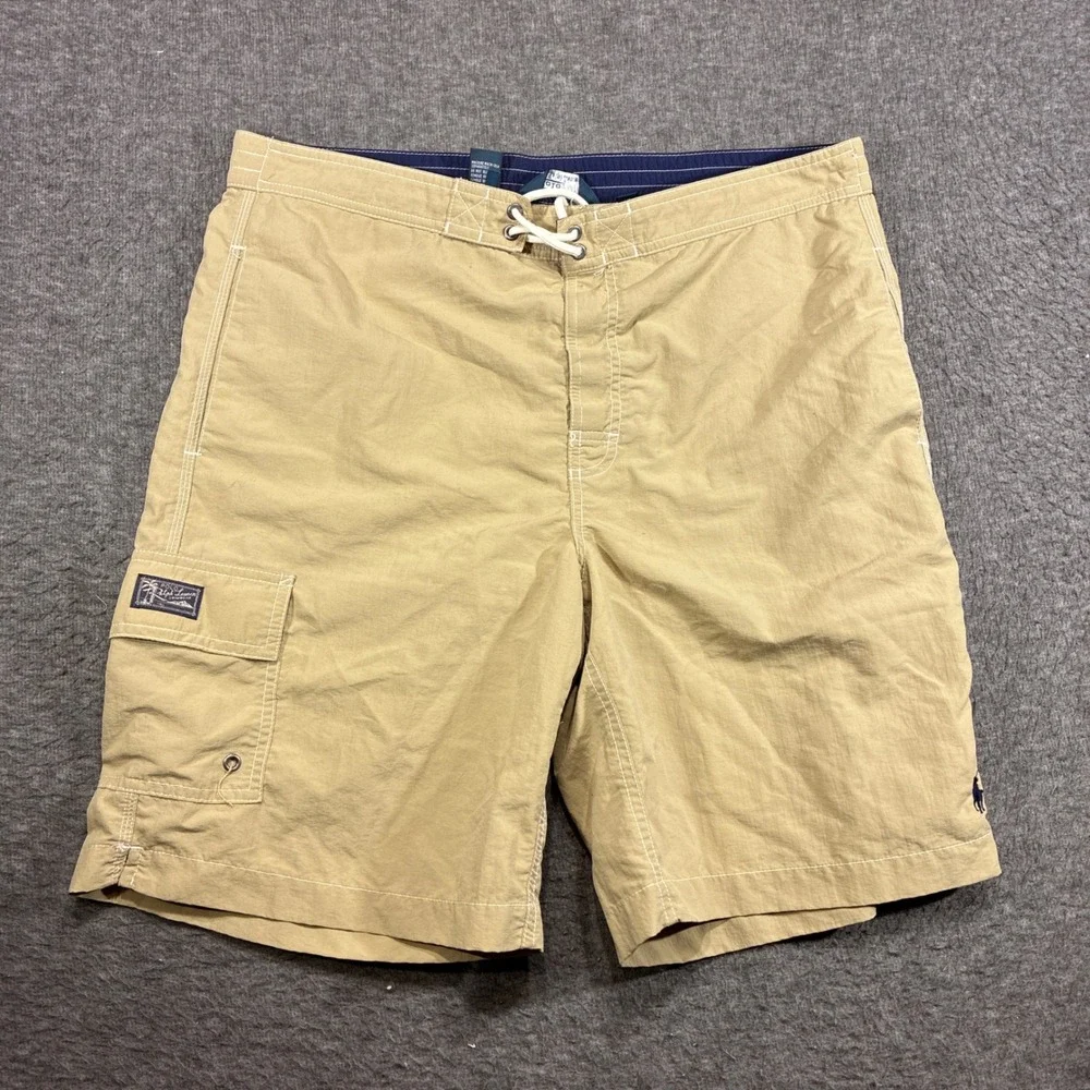 Vintage‎ Polo Ralph Lauren Board Shorts Swim Trunks Mens Medium Tan Cargo